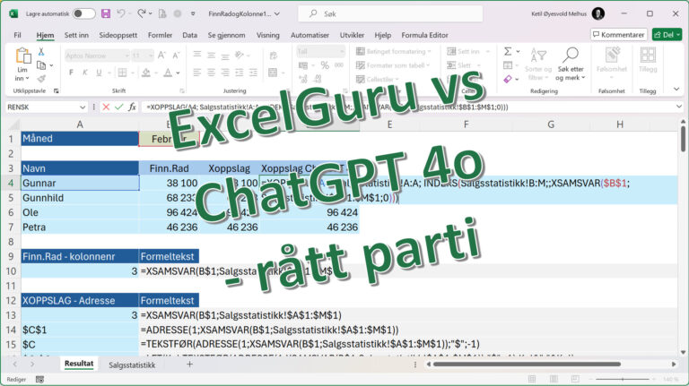 ExcelGuru vs ChatGPT 4o – rått parti